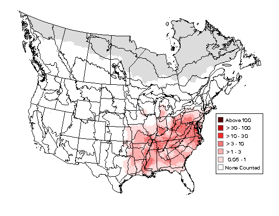 Acadian Flycatcher Breeding Map