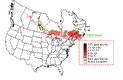 B-Breasted Warbler Breeding Map