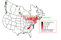 B-Throated  Blue Warbler Breeding Map