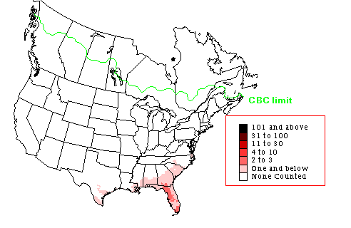 Black-and-white Warbler Winter Map