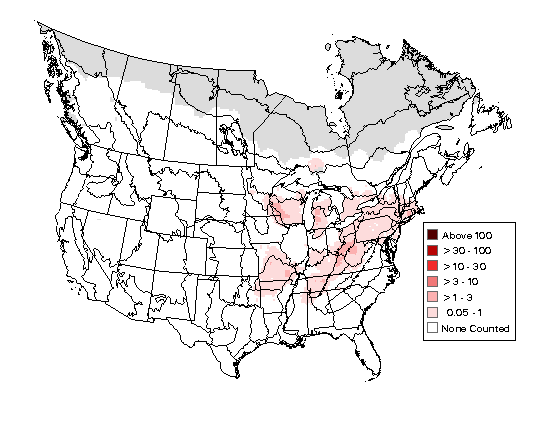 Blue-winged Warbler Breeding Map