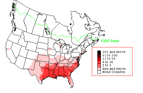 Brown Thrasher Winter Map