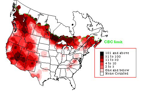 Common Raven Winter Map