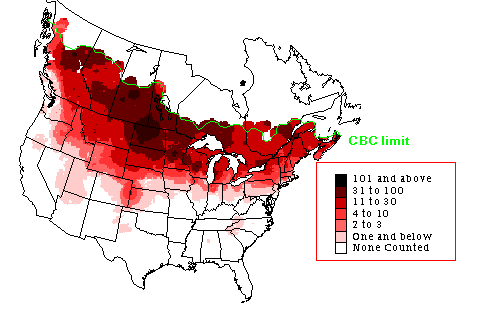 Common Redpoll CBC Map