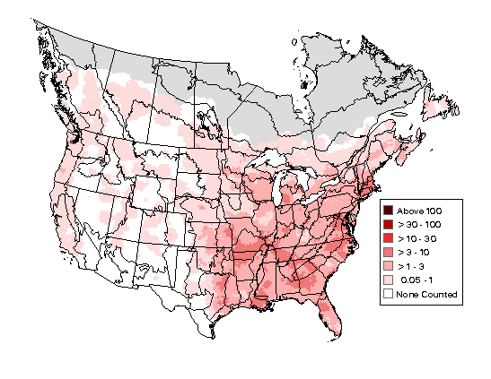 Downy Woodpecker Breeding Map