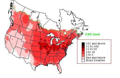 Downy Woodpecker CBC Map