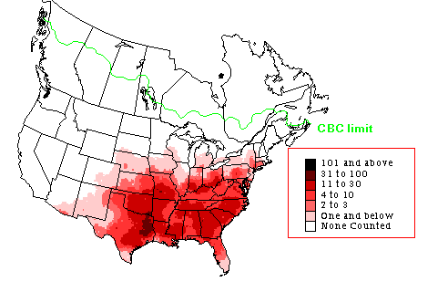 Eastern Bluebird Winter Map