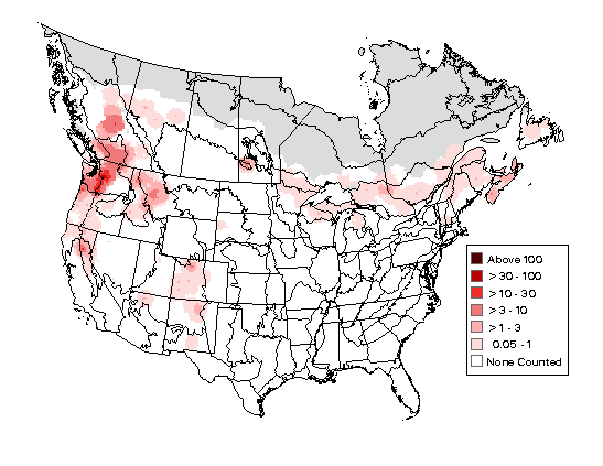 Evening Grosbeak Breeding Map