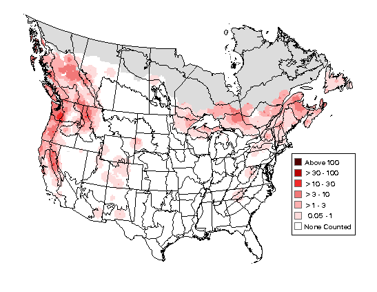 Golden-crowned Kinglet Breeding Map