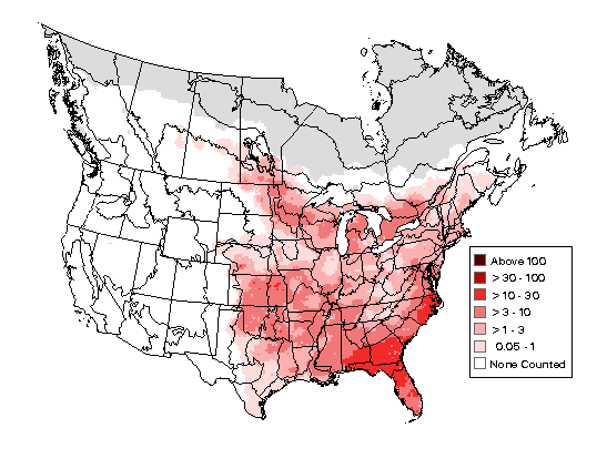 Great Crested Flycatcher Breeding Map