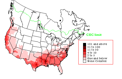 Hermit Thrush Winter Map