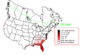 Palm Warbler Winter Map