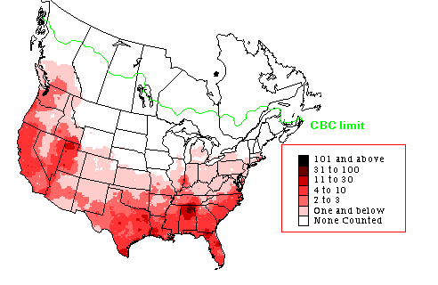 Pied-billed Grebe Winter Map