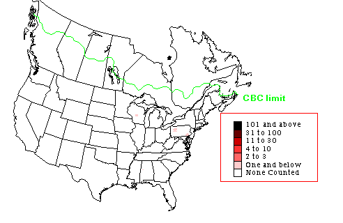 Rose-breasted Grosbeak CBC Map