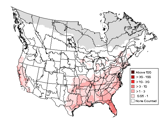 Red-shouldered Hawk  Breeding Map