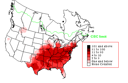 Tufted Titmouse CBC Map