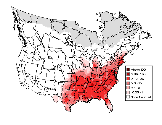 Tufted Titmouse Breeding Map